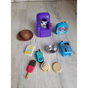Doll accessory set chair food cookie tv walkie talkie bowl sheet case toy